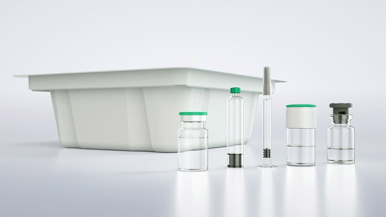 Packaging material overview incl. tub
