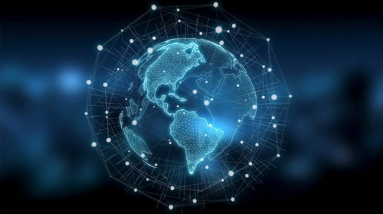 Digital illustration of a connected world representing global growth and innovation