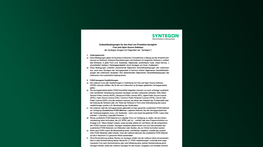 Einkaufsbedingungen für den Kauf von Produkten Bezüglich Free and Open Source Software der Syntegon Group